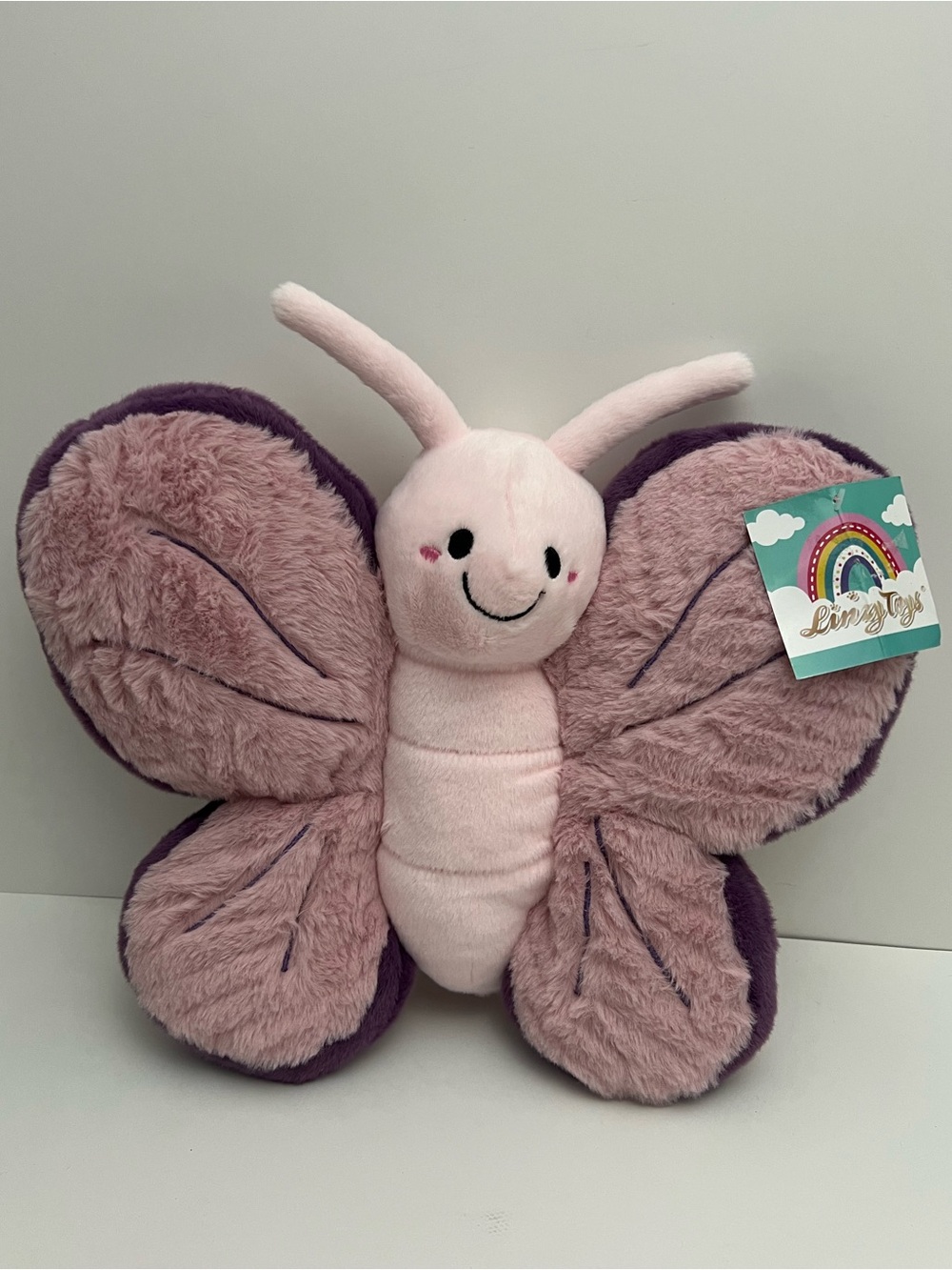 Linzy Butterfly Plush NWT Pink Purple Insect w/ Wings Soft Stuffed Toy with Tag